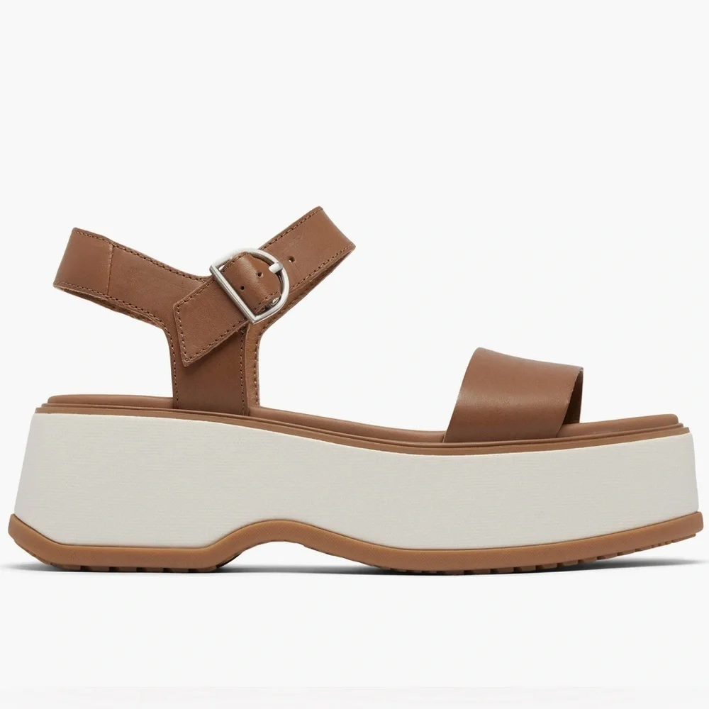 SOREL DAYSPRING PLATFORM SANDALS TAN 9.5